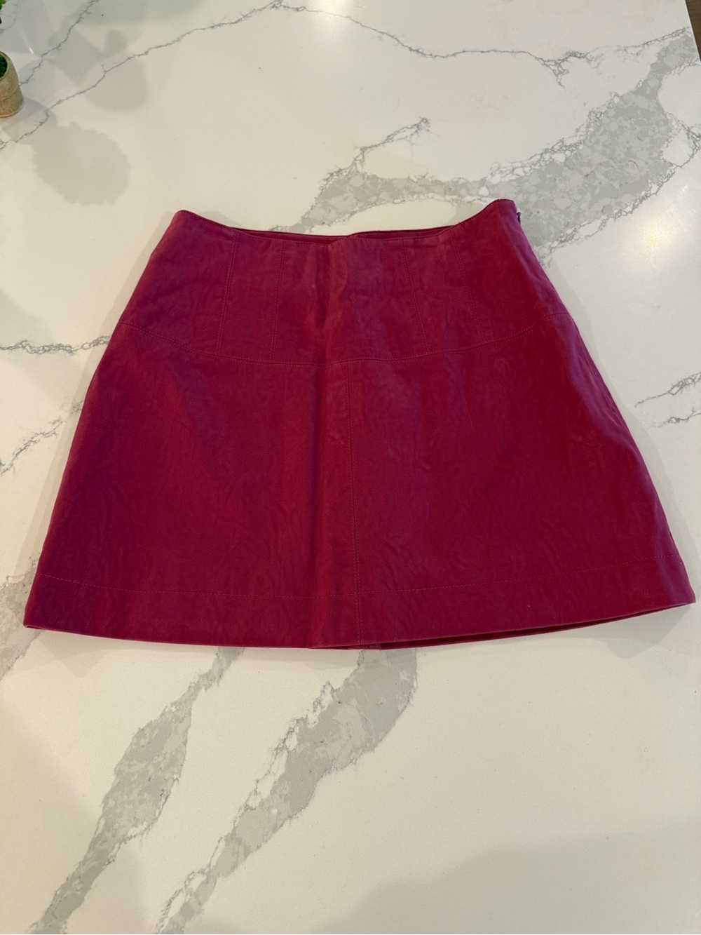 Free People Raspberry Pleather Mini Skirt